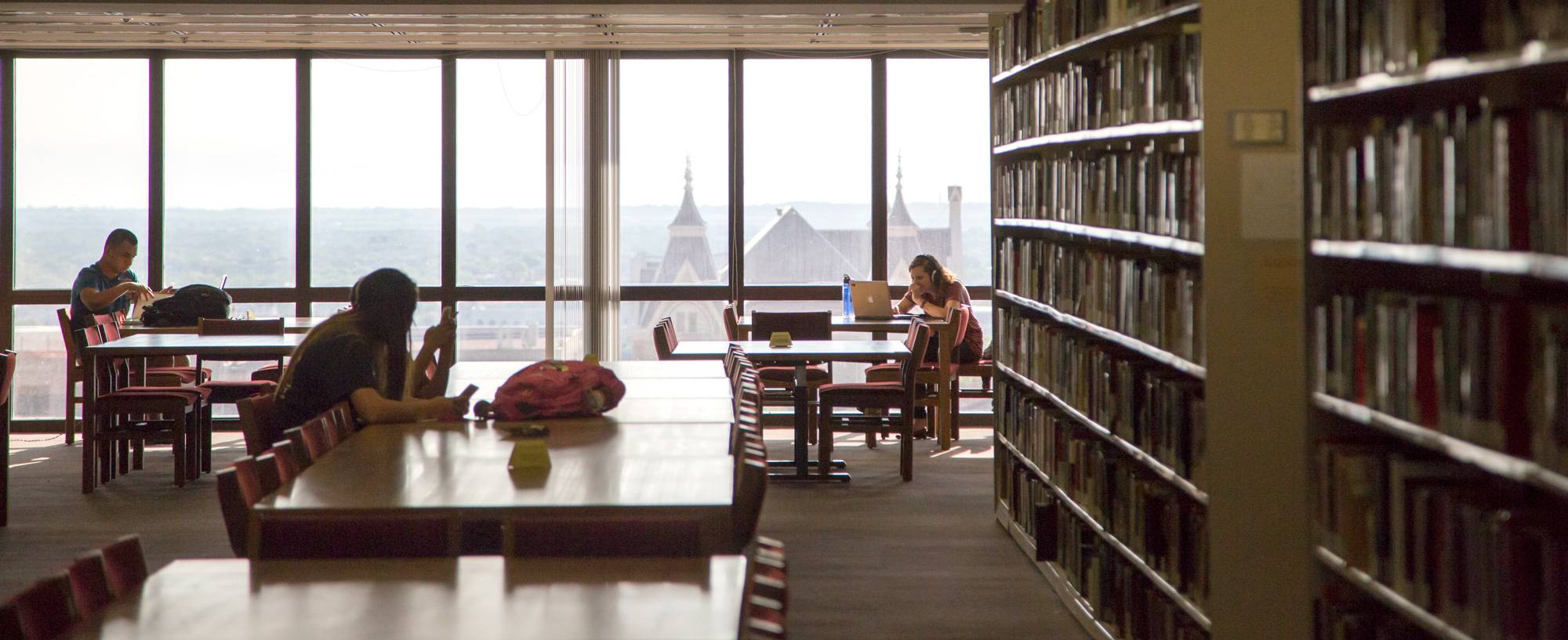 Texas State Students completing assignments at Alkek.